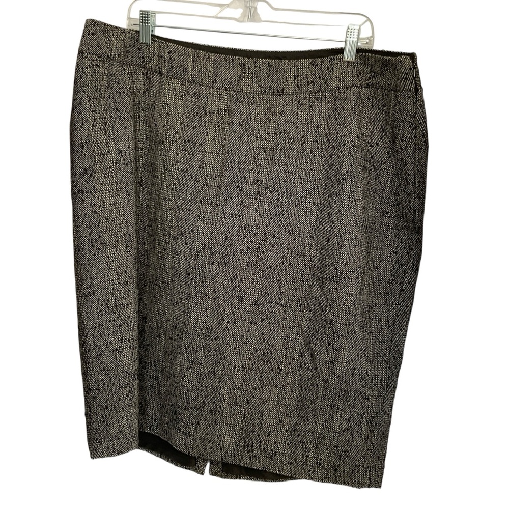 Lane Bryant Black White Wool Blend Fully Lined Tweed Pencil Skirt Size 18